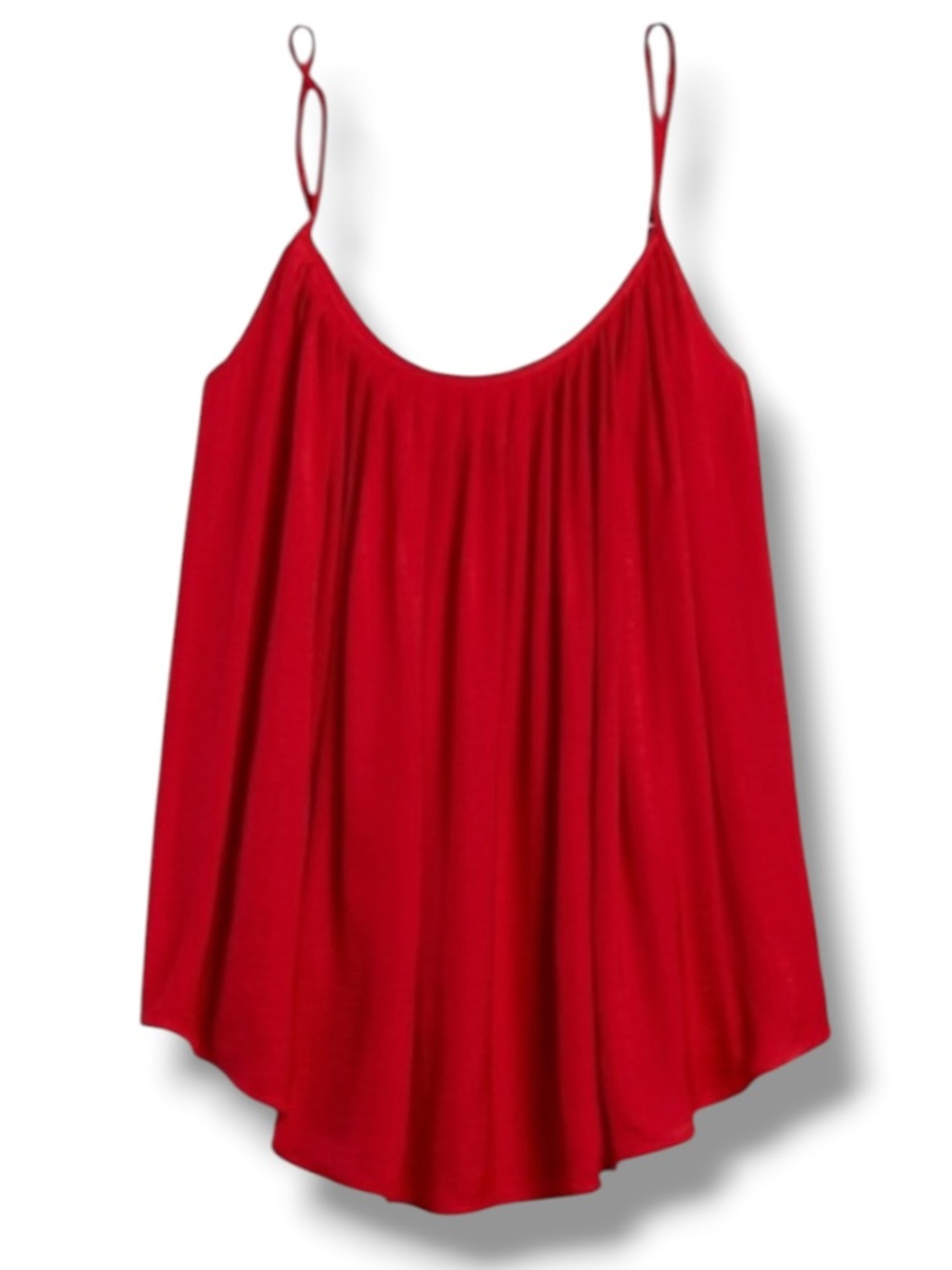 Odin & Ivy Women’s Red Strappy Flare Swing Spaghetti Strap Cami Blouse Top